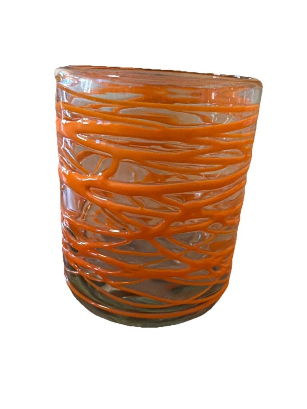 Verve Culture Mexican Hand blown Glass Tangerine Swirl NEW
